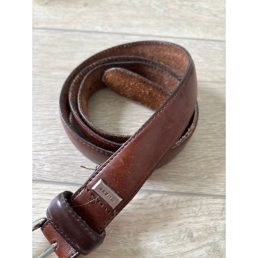 Vintage Y2K Guess 90s Festival Retro Calfskin Italian Leather Belt 36 adjustable